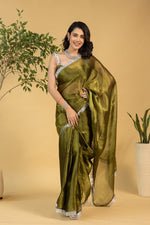 Amazing Green Color Chiffon Fabric Partywear Saree