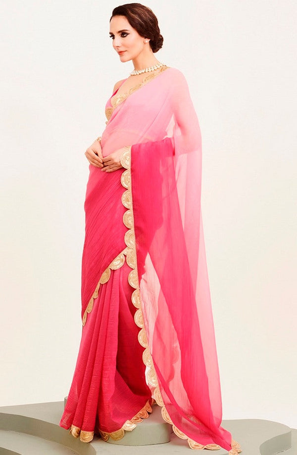 Amazing Pink Color Chiffon Fabric Casual Saree
