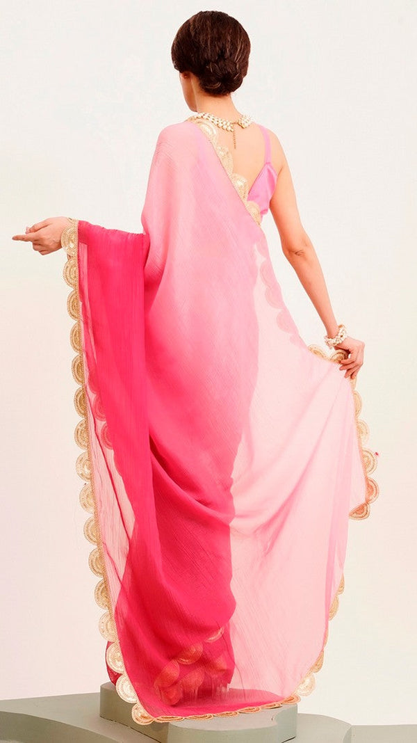 Amazing Pink Color Chiffon Fabric Casual Saree