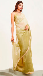 Amazing Green Color Chiffon Fabric Designer Saree