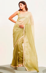 Amazing Green Color Chiffon Fabric Designer Saree