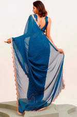 Amazing Teal Color Chiffon Fabric Casual Saree