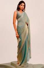 Amazing Grey Color Satin Fabric Designer Saree
