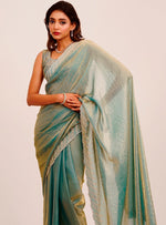 Amazing Grey Color Satin Fabric Designer Saree