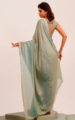 Amazing Grey Color Satin Fabric Designer Saree