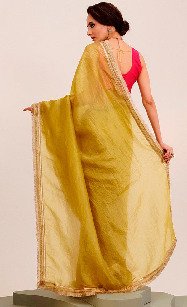 Amazing Yellow Color Silk   Fabric Casual Saree