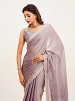 Amazing Purple Color Satin Fabric Designer Saree