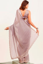 Amazing Purple Color Satin Fabric Designer Saree