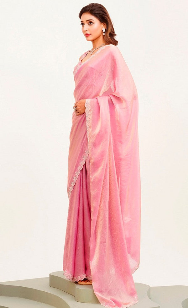 Amazing Pink Color Silk   Fabric Designer Saree