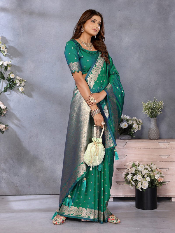Lovely Green Color Banarasi Fabric Designer Saree