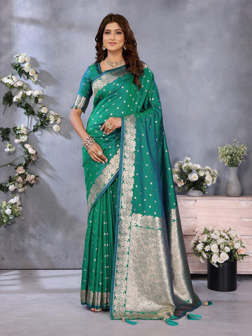 Lovely Green Color Banarasi Fabric Designer Saree