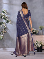Lovely Blue Color Banarasi Fabric Designer Saree