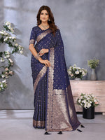 Lovely Blue Color Banarasi Fabric Designer Saree