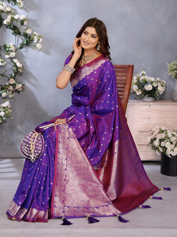 Lovely Purple Color Banarasi Fabric Designer Saree