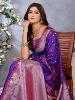 Lovely Purple Color Banarasi Fabric Designer Saree