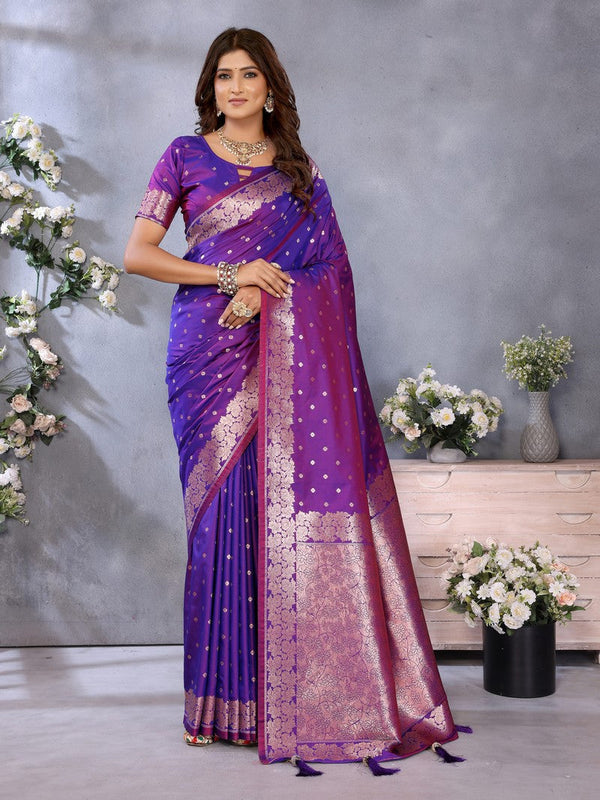 Lovely Purple Color Banarasi Fabric Designer Saree