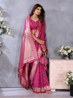 Lovely Pink Color Banarasi Fabric Designer Saree