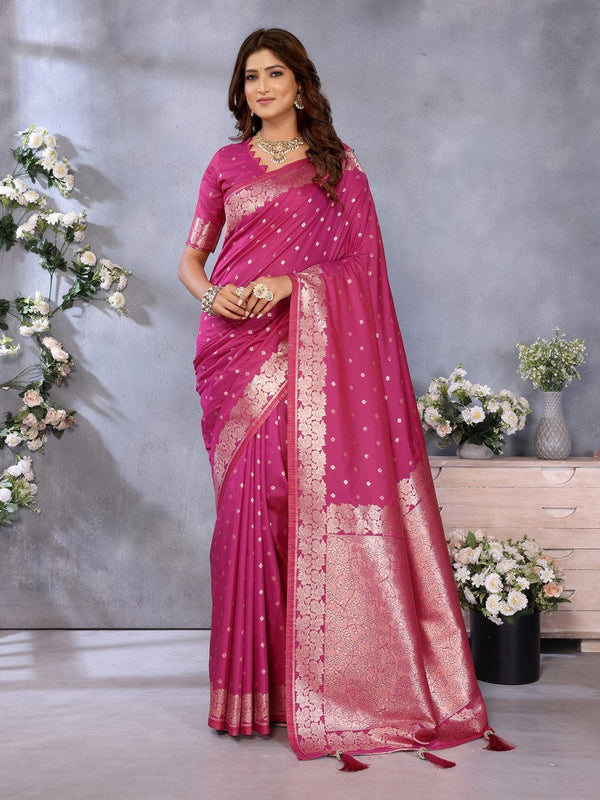 Lovely Pink Color Banarasi Fabric Designer Saree