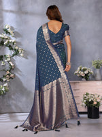 Lovely Teal  Color Banarasi Fabric Designer Saree