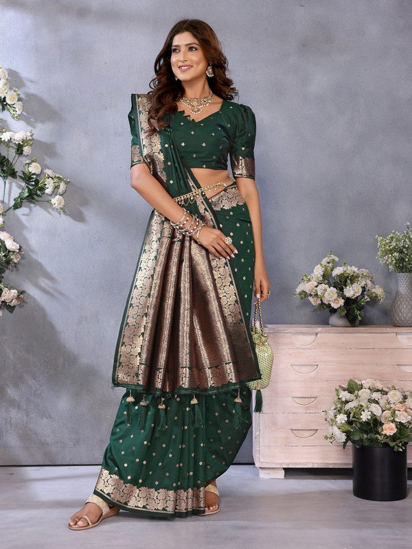 Lovely Green Color Banarasi Fabric Designer Saree