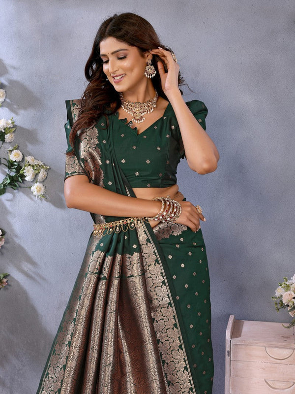 Lovely Green Color Banarasi Fabric Designer Saree