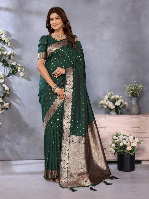 Lovely Green Color Banarasi Fabric Designer Saree