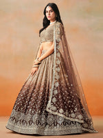 Striking Brown Color Georgette Fabric Party Wear Lehenga
