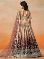 Striking Brown Color Georgette Fabric Party Wear Lehenga