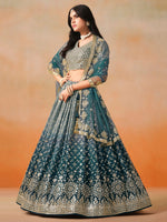 Striking Blue Color Georgette Fabric Party Wear Lehenga