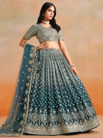 Striking Blue Color Georgette Fabric Party Wear Lehenga