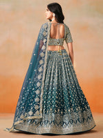 Striking Blue Color Georgette Fabric Party Wear Lehenga