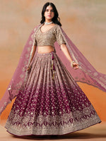 Striking Purple Color Georgette Fabric Party Wear Lehenga