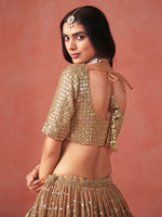 Striking Beige Color Georgette Fabric Party Wear Lehenga
