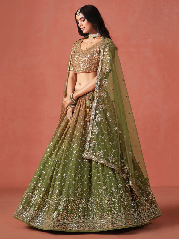 Striking Beige Color Georgette Fabric Party Wear Lehenga