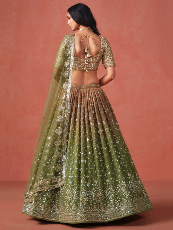 Striking Beige Color Georgette Fabric Party Wear Lehenga