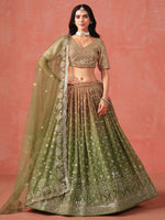 Striking Beige Color Georgette Fabric Party Wear Lehenga