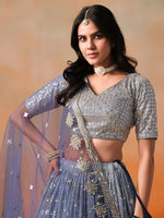 Striking Blue Color Georgette Fabric Party Wear Lehenga