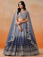 Striking Blue Color Georgette Fabric Party Wear Lehenga
