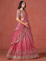 Striking Peach Color Georgette Fabric Party Wear Lehenga