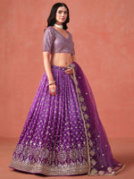 Striking Purple Color Georgette Fabric Party Wear Lehenga