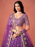 Striking Purple Color Georgette Fabric Party Wear Lehenga
