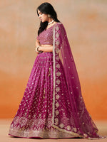 Striking Magenta Color Georgette Fabric Party Wear Lehenga