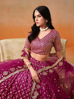 Striking Magenta Color Georgette Fabric Party Wear Lehenga