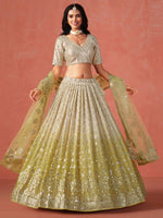 Striking Yellow Color Georgette Fabric Party Wear Lehenga