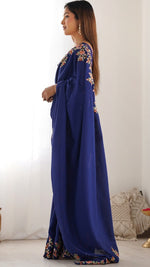 Elegant Navy Blue Color Vichitra Fabric Designer Saree