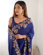 Elegant Navy Blue Color Vichitra Fabric Designer Saree