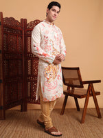Amazing Cream Color Cotton Fabric Mens Kurta