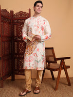 Amazing Cream Color Cotton Fabric Mens Kurta