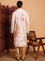 Amazing Cream Color Cotton Fabric Mens Kurta