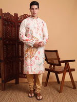 Amazing Cream Color Cotton Fabric Mens Kurta